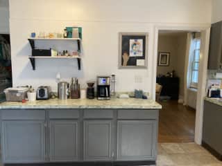 Kitchen. Toaster, coffee pot, coffee grinder.