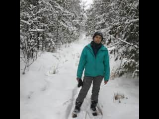 Snowshoeing in our backyard