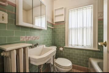 Vintage bathroom - there is a linen closet across from the bathroom for towels etc.