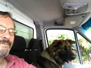 Neil (my partner) and Tia in the truck