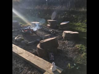 Picnic area with fire pit for use by sitters