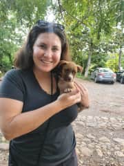 This tiny pitbull puppy was owned by a local family in El Salvador.
