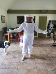 My daughter is the beekeeper not me, just helping out.