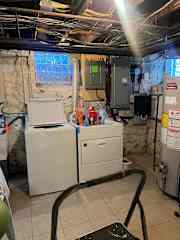 Full washer and dryer in basement (don’t let cats into this room! They once tried to climb in the furnace!)