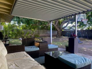 Backyard lanai (patio) area