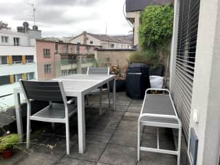 Enjoy a meal on the balcony