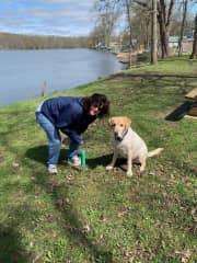 Me with Bodie - my friends' dog (who I dog sit when they are away).