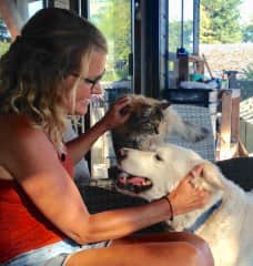 Feeling the love from Tucker and Idgie at our first housesitting gig, they made it an amazing experience!