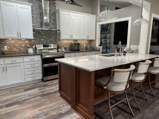 Kitchen and island