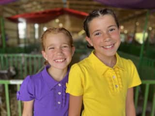Our girls showing goats at the county fair.