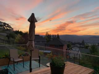 The patio at sunset