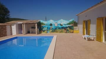 Pool area and rear of villa