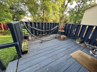 Deck with 2nd hammock, overlooking the back yard.