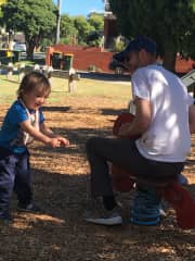 Damian playing with our grandson Rafa