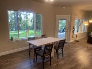 Dining area overlooking the back patio.