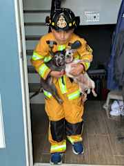 Practicing search & Rescue with my fire buddy!