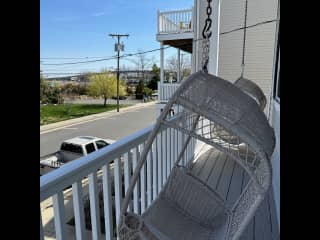 Hanging chairs on front deck