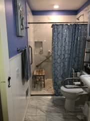 Full bath that is handicap accessible.