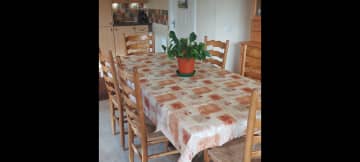 Dining area, with bar behind