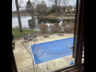 Overlooking pool and lake