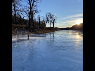 Beautiful Highwood River just steps away from the house. Perfect for winter walks and skating.