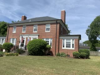 Our 3 bedroom, 2 bath duplex is on the right.   We have bikes, golf clubs, and a weekly lawn service.   The basement is unfinished but there is a craft table, sewing machine, workout area with padded floor and mirrors, and a washer/dryer.