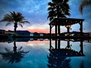 The pool at sunset