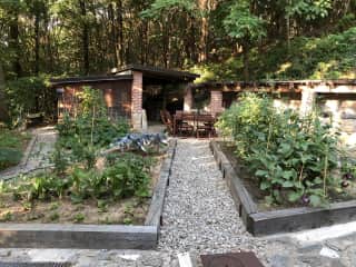Vegetable garden and seating area