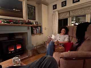 Curling up with Bob and a book!
