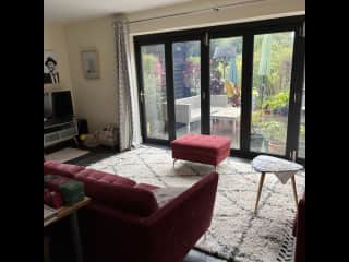 lounge area overlooking the decking area and the garden