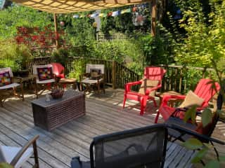 Back deck off main floor office and kitchen.