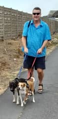 Pete with Rocco and Chula at the rescue centre in Tenerife