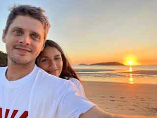 Exploring Australia and the sunset on the beach.