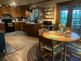 Kitchen, Wood Stove and Eat-In Dining Table