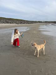 Our regular walk on the beach with his bally!