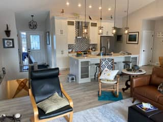 View from living area into the kitchen.