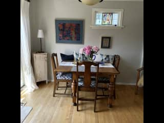 Dining room with access to deck through French doors