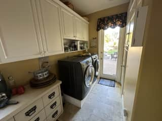 Laundry room and where we feed Jasper. If Darla is staying, we feed her here, and Jasper some other room, usually in our dining room by the backyard door