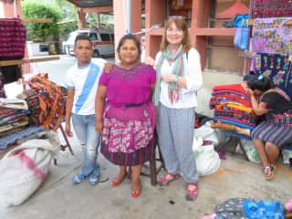 Anna with her weaving teachers in Guatemala