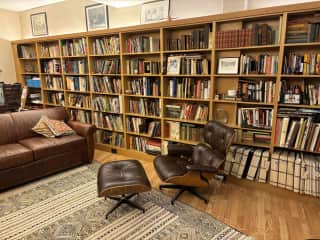 Middle floor study. It has a workspace. Top floor study has a large desk.