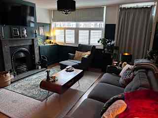 Living room with open fire