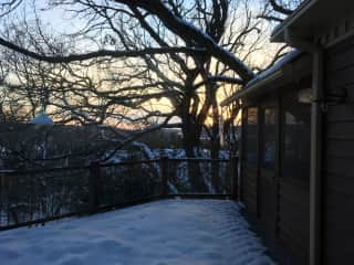 Winter sunset off our deck.