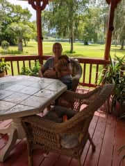 Susie and Pam on the gazebo