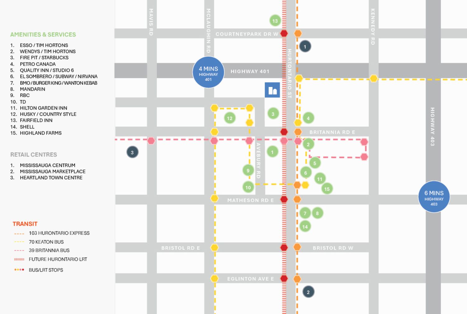 <p class="text-size-header-32" textalign="center" style="text-align: center">FAST, EASY ACCESS</p> at Heartland Corporate Centre - 100 Milverton Drive, 90 & 110 Matheson Boulevard West