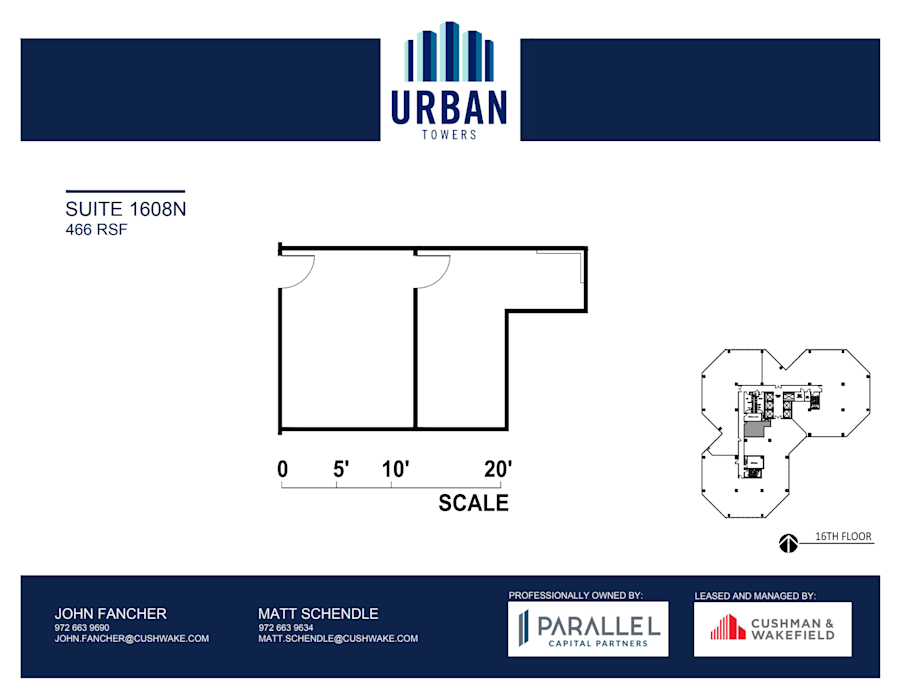 Floor plan - Partial 16th Floor, Suite 1608N - Urban Towers - 222 West Colinas Blvd
