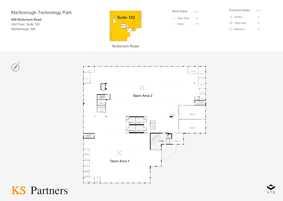 Floor plan - Partial 2nd Floor, Suite 102 - Marlborough Technology Park - 600 Nickerson Road