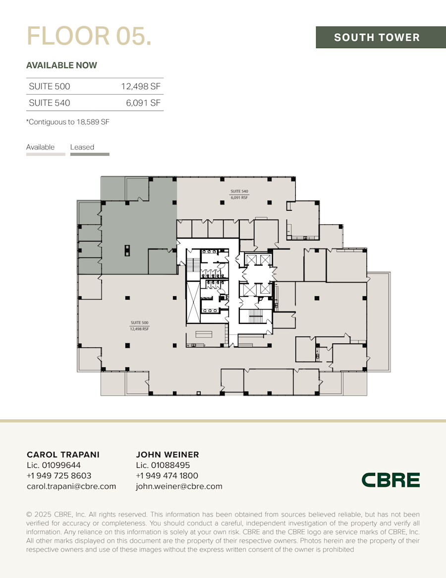 Floor plan - Partial 5th Floor, Suite 500 - Bayview - 3501 Jamboree Road