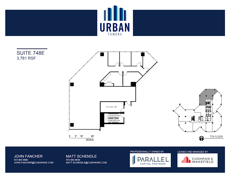Floor plan - Partial 7th Floor, Suite 748E - Urban Towers - 222 West Colinas Blvd
