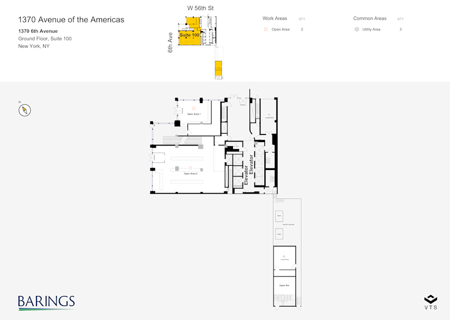 Floor plan - Entire Ground Floor, Suite 100 - 1370 Avenue of the Americas