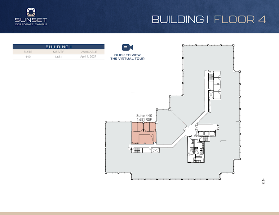 Floor plan - 4th Floor, 440 - Building 1 - Sunset Corporate Campus - 13810 Southeast Eastgate Way